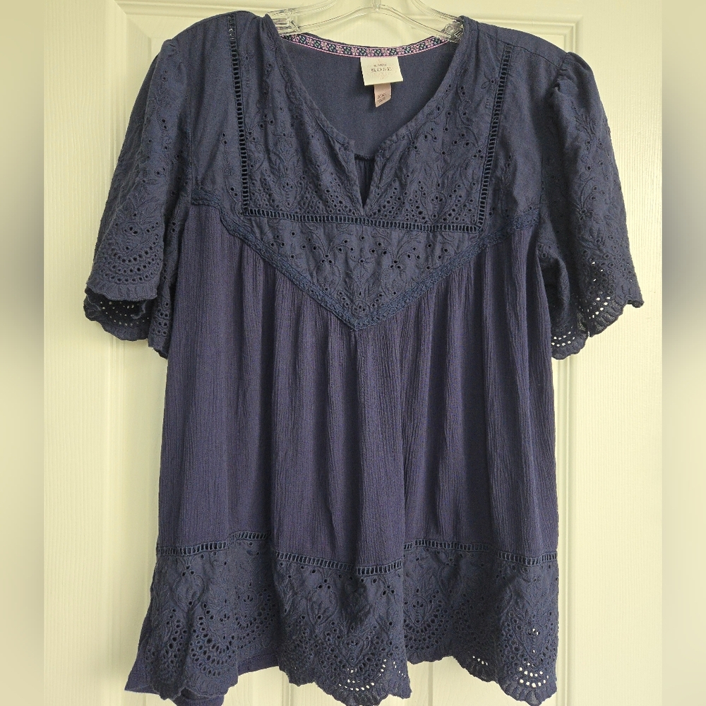 Knox Rose Navy Blue Lace Blouse